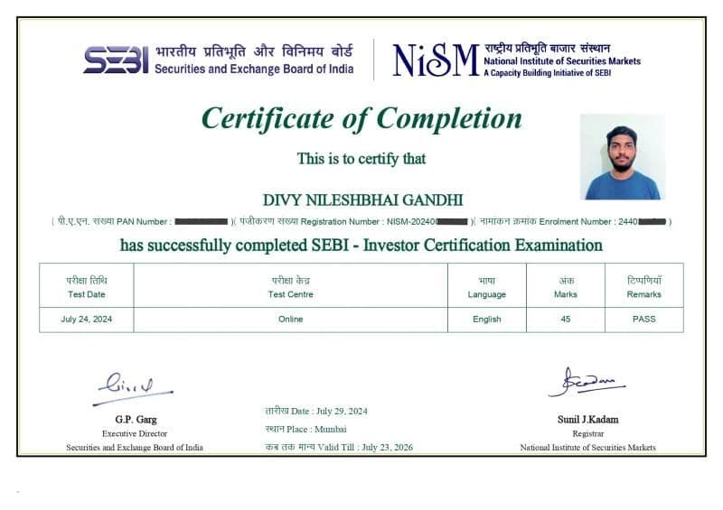 SEBI Investor Certification — 45/50