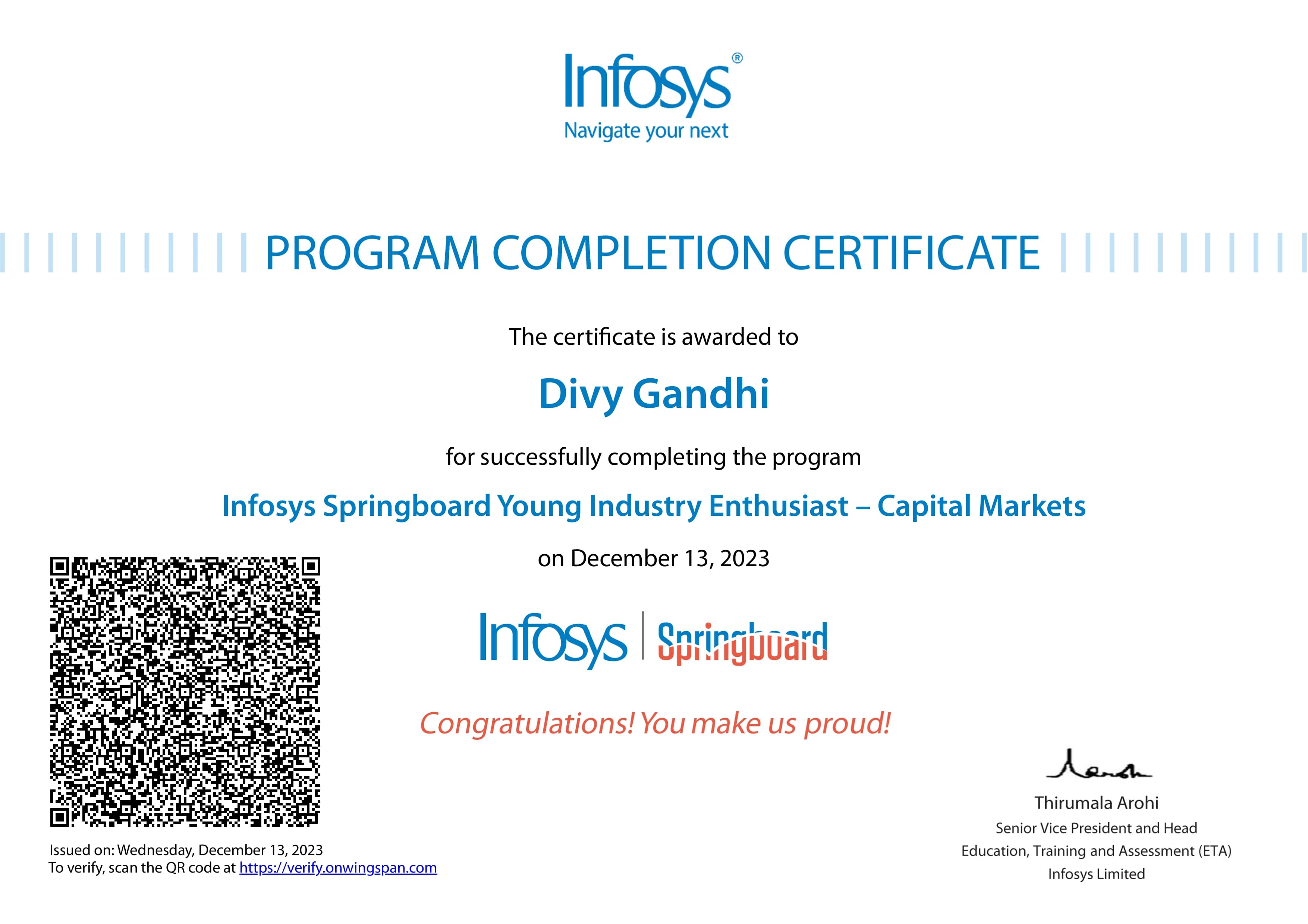 Capital Markets Course — Infosys Springboard